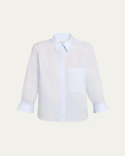 Twp Cotton Button-front Boyfriend Shirt In White