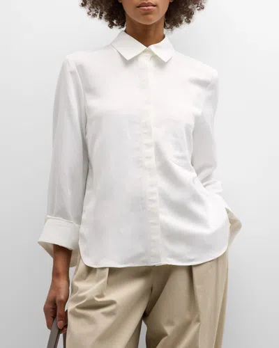 Twp Cotton Button-front Boyfriend Shirt In White