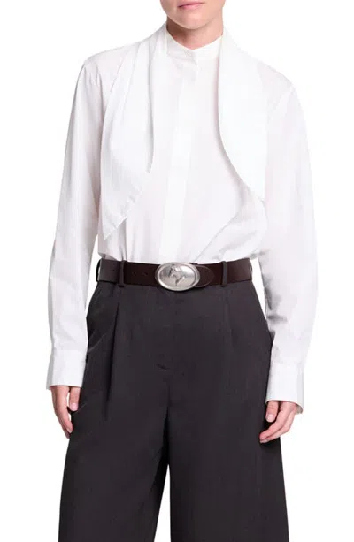 Twp Cotton Tie Neck Shirt In White