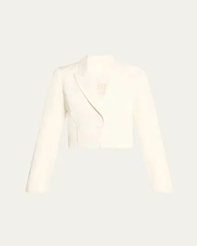 Twp Cotton Tux Wool Blazer With Pleat Placket In White
