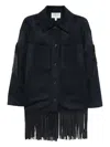 Twp Midnight Cowboy Fringed Suede-trimmed Cashmere Jacket In Blue