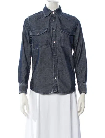 Pre-owned Twp Cowboy Take Me Away Corduroy Button-up Top In Blue