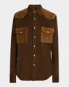 Twp Cowboy Take Me Away Micro Cord Shirt In Fudgetobacco