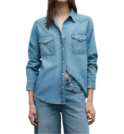 Twp Cowboy Take Me Away Shirt In Vintage Wash In Blue
