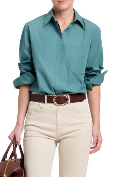 Twp Cowboy Update Cotton Button Front Shirt In Green
