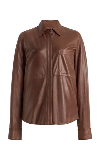 Twp Cowboy Update Leather Shirt In Brown