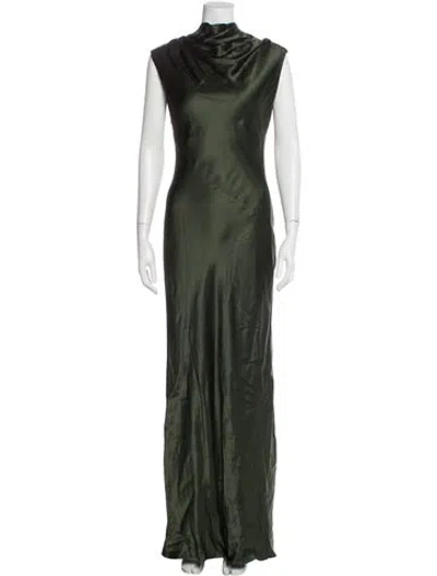 Pre-owned Twp Cowl Neck Long Dress In Green