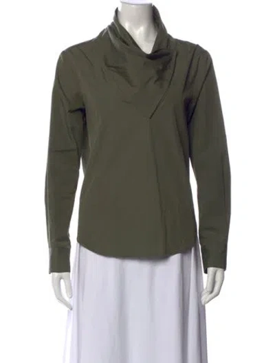 Pre-owned Twp Cowl Neck Long Sleeve Top In Green