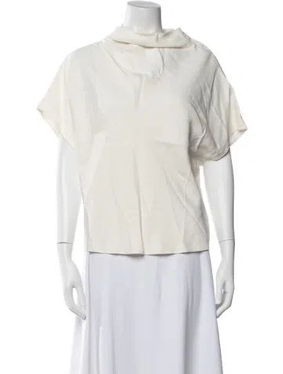 Pre-owned Twp Cowl Neck Short Sleeve Top In Neutrals