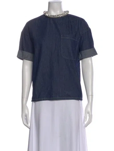 Pre-owned Twp Crew Neck Short Sleeve Top In Blue