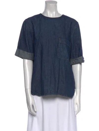 Pre-owned Twp Crew Neck Short Sleeve Top In Blue