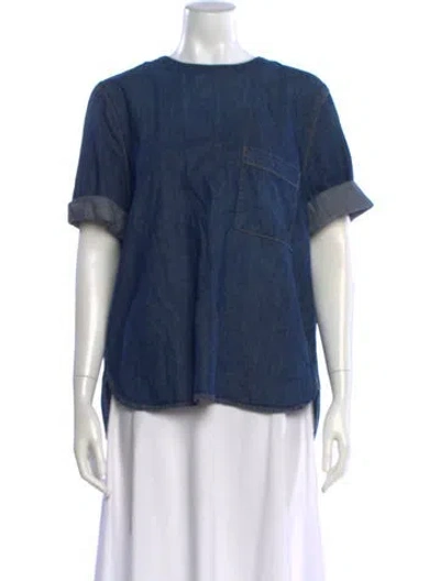 Pre-owned Twp Crew Neck Short Sleeve Top In Blue