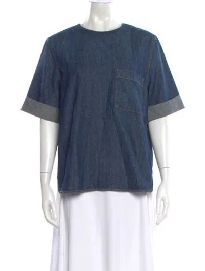Pre-owned Twp Crew Neck Short Sleeve Top In Blue