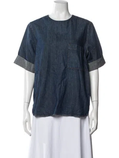 Pre-owned Twp Crew Neck Short Sleeve Top In Blue