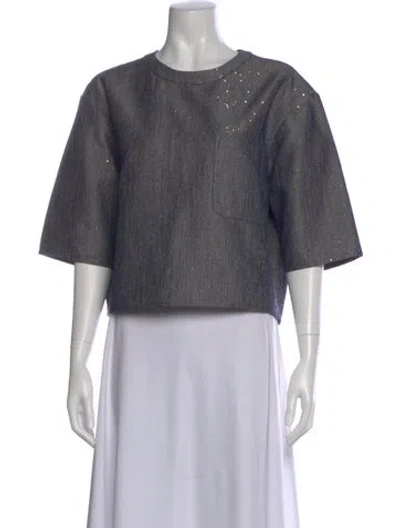 Pre-owned Twp Crew Neck Short Sleeve Top In Gray