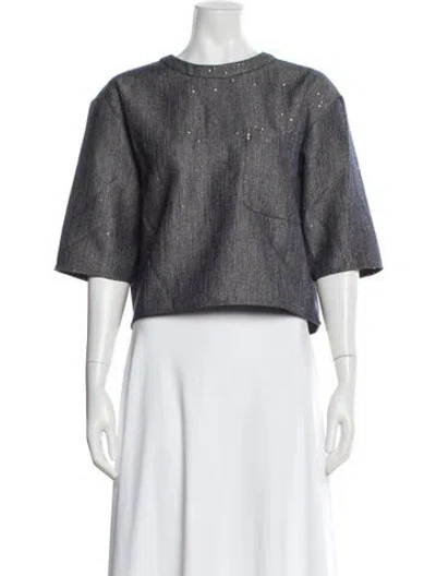 Pre-owned Twp Crew Neck Short Sleeve Top In Gray