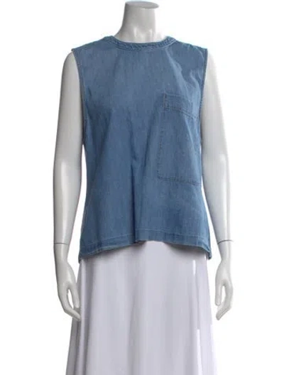 Pre-owned Twp Crew Neck Sleeveless Top In Blue