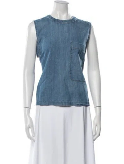 Pre-owned Twp Crew Neck Sleeveless Top In Blue