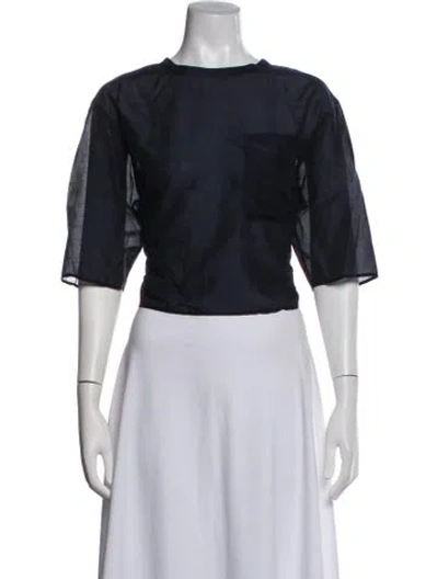 Pre-owned Twp Crew Neck Three-quarter Sleeve Top In Blue