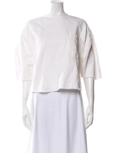 Pre-owned Twp Crew Neck Three-quarter Sleeve Top In Neutral