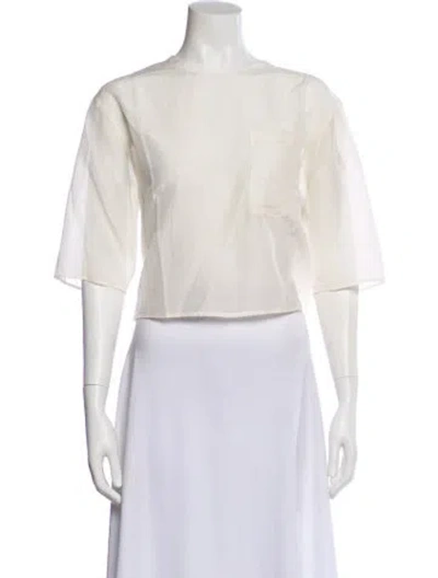 Pre-owned Twp Crew Neck Three-quarter Sleeve Top W/ Tags In Neutral