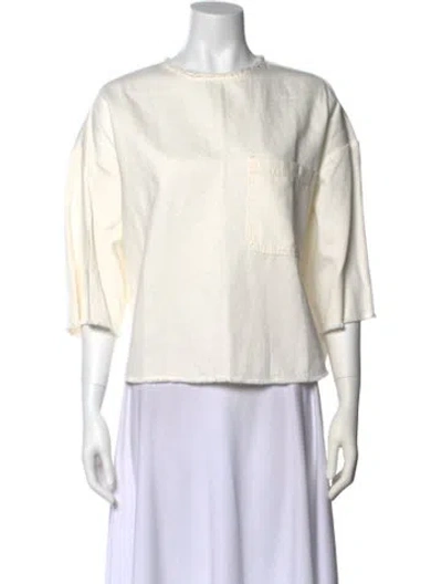 Pre-owned Twp Crew Neck Three-quarter Sleeve Top W/ Tags In Neutral