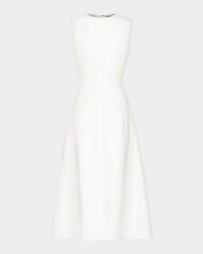 Twp Crewneck Linen-blend Midi Dress In White