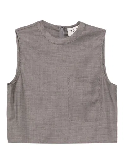 Twp Cropped Muscle Tank Top In Brown