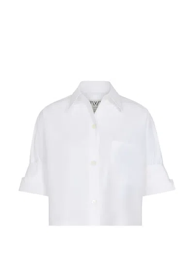Twp Cropped Short-sleeve Shirt In White