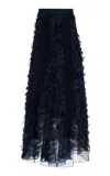 Twp Cry Me A River Silk-organza Maxi Skirt In Navy