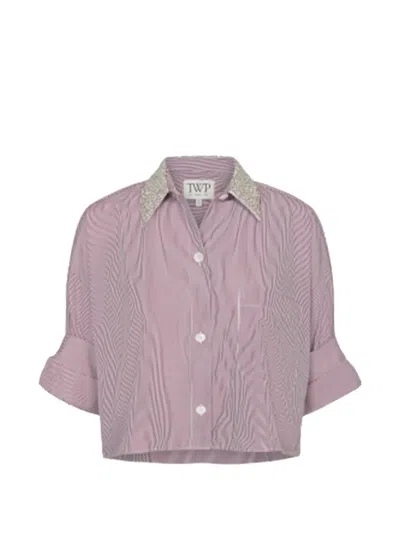 Twp Crystal-detail Striped Shirt In Purple