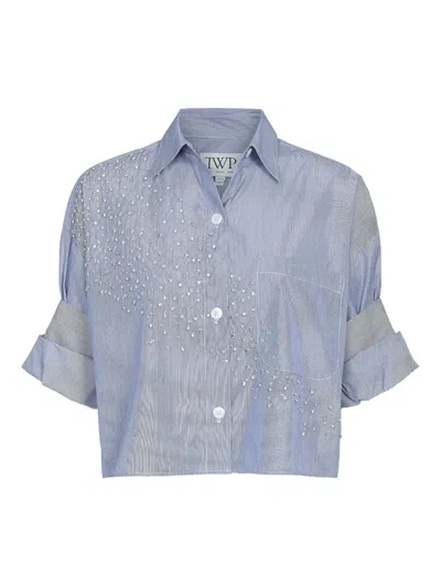 Twp Crystals Striped Shirt In Blue