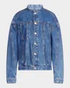 Twp Dawson Collarless Denim Jacket In Blue