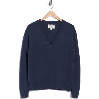 Twp Deep V-neck Cashmere Sweater In Selvedge