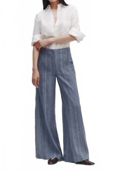 Twp Demie Linen Gabardine Pant In Blue In White