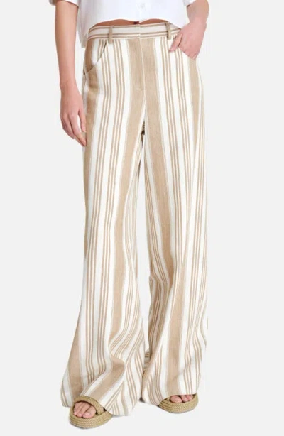 Twp Demie Variegated Stripe Linen & Cotton Wide Leg Pants