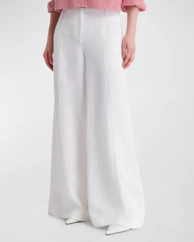 Twp Demie Wide-leg Linen-blend Pants In White