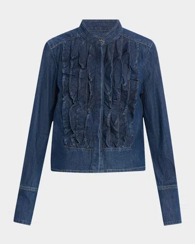 Twp Denim Patti Tuxedo Shirt In Dark Wash