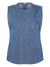 Twp Denim Pocket Top In Blue