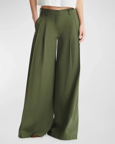 Twp Didi Stretch Cotton Wide-leg Pants In Olive Night