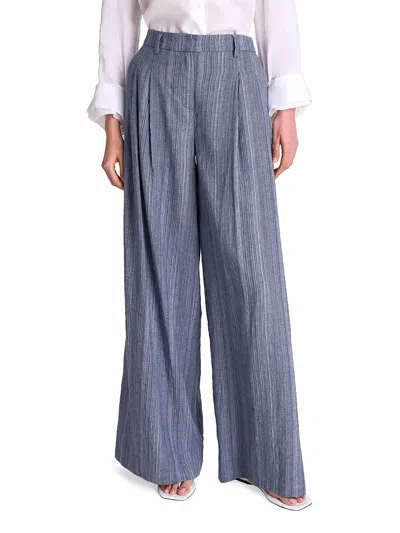 Twp Didi Striped Linen Pleated Pants In Blue Multi
