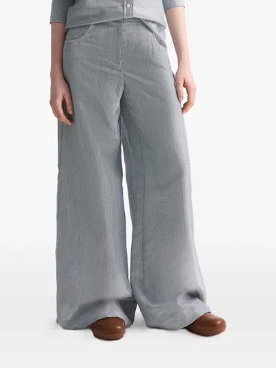Twp Dillon Pinstriped-pattern High-waisted Trousers In Blue