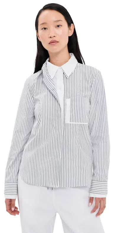 Twp Double Layer Boyfriend Shirt White/navy Multi