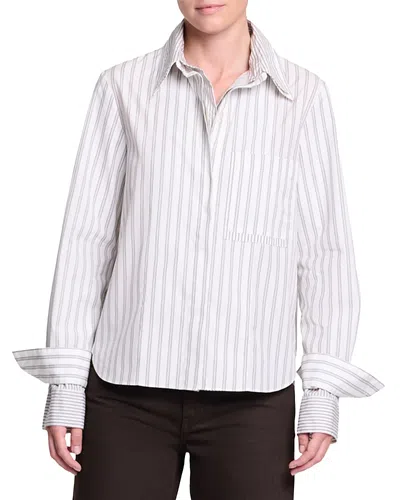 Twp Double Layer Cotton Boyfriend Shirt In Gray