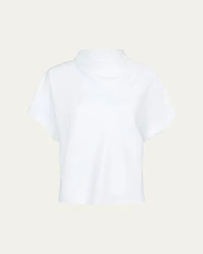 Twp Draped Mock-neck Tee In Blue Flowers