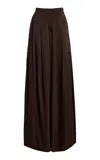 Twp Drew Stretch Silk Wide Leg Pants In Brown