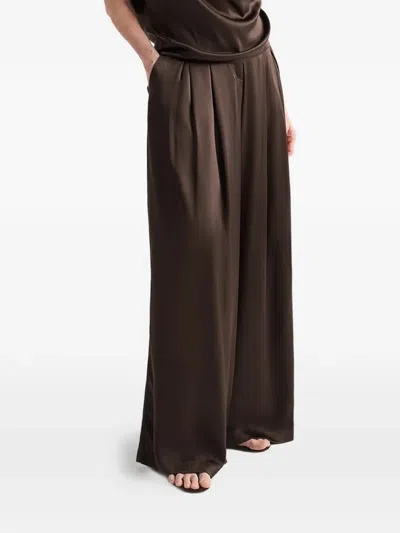 Twp Drew Pleated Palazzo Pants In Brown