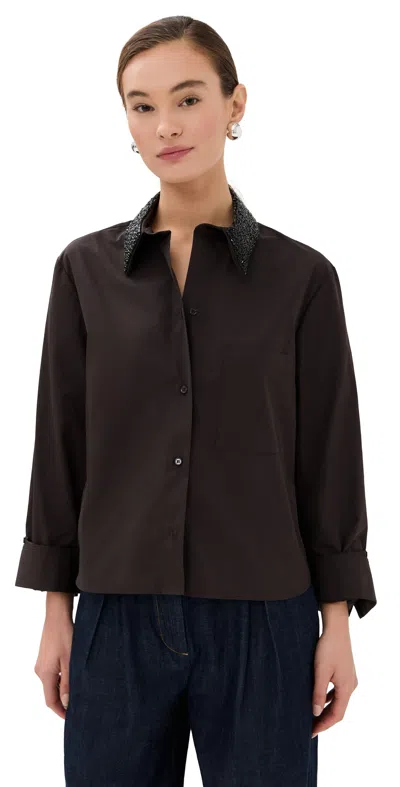 Twp Dude Shirt With Crystal Collar Chocolate In Brown