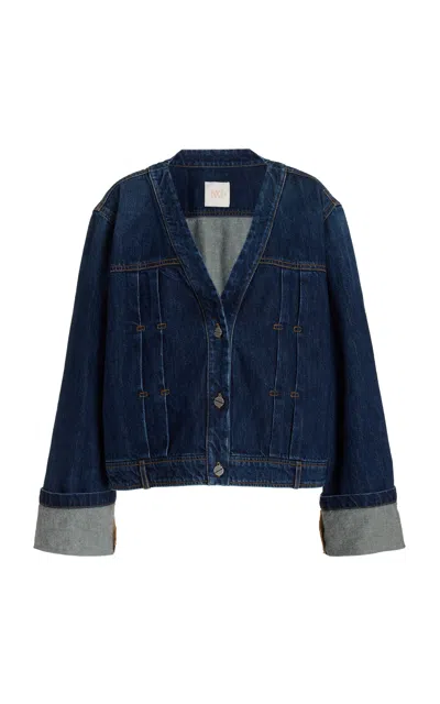 Twp Dusty Denim Bomber Jacket In Blue