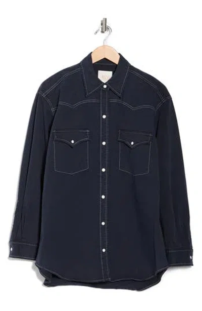 Twp Dutton Oversize Long Sleeve Western Shirt In Blue